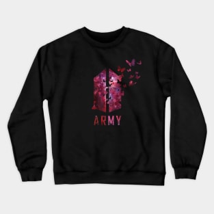 BTS Army logo with destructive butterfly (red galaxy) | Kpop Army Crewneck Sweatshirt